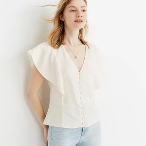 Madewell Carmelina Flutter Sleeve Linen Top